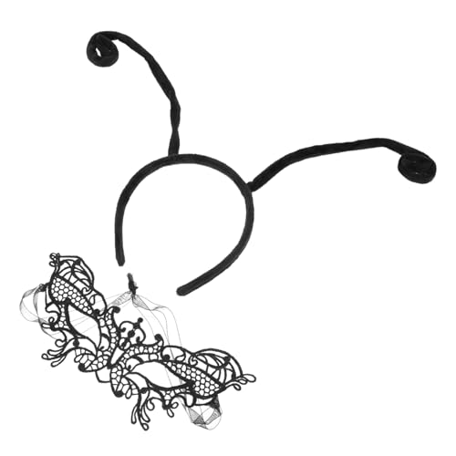 Healeved Schwarzes Halloween Antennen Haarband und Maske Karneval Kostüm Zubehör für Kostümparty Cosplay Maskerade und Fotografie Komfortabler Sitz Auffälliges Design Healeved Schwarzes Halloween Antennen Haarband und Maske Karneval Kostüm Zubehör für Kostümparty Cosplay Maskerade und Fotografie Komfortabler Sitz Auffälliges Design von Healeved