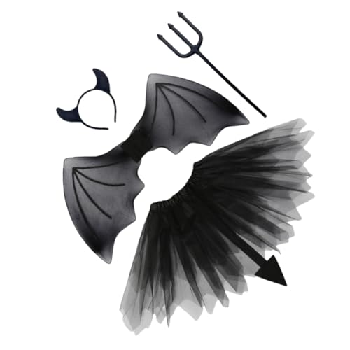 Healeved Teufel Kostüm Teilig mit Flügeln Teufelshörner Haarreif Tüllrock Leichtes Material Halloween Party Verkleidung Healeved Teufel Kostüm Teilig mit Flügeln Teufelshörner Haarreif Tüllrock Leichtes Material Halloween Party Verkleidung von Healeved