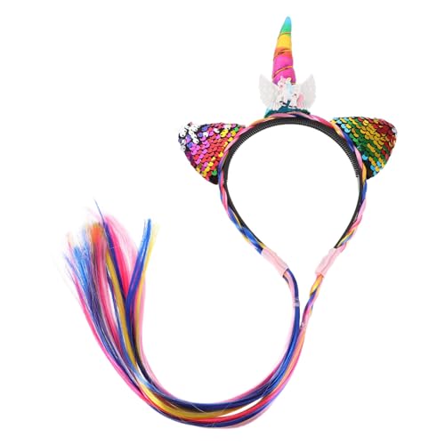Healeved Unicorn Haarband Mit Modeperücke Für Kleine Mädchen Niedliches Cartoon-design Für Partys Bühnenaufführungen Und Kindergeburtstage Stylisches Haarschmuck-accessoire Für von Healeved