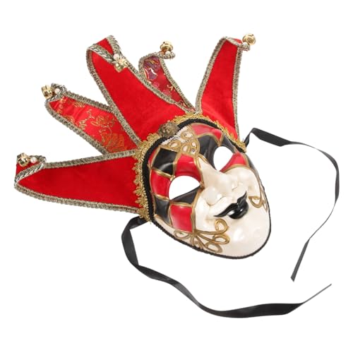 Healeved Venezianische Maske Kunststoff Rote Vollgesichts Maske für Halloween Cosplay Karneval und Party Leicht Langlebig und Auffällig für Festliche Anlässe von Healeved