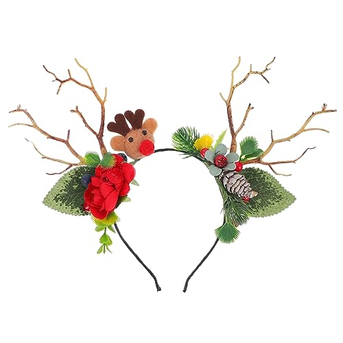 Healeved Weihnachtliches Rentier Geweih Stirnband Stilvolles Xmas Haarreif mit Baumzweigen Komfortables Festival Haarschmuck für Karneval Bühnenauftritt und Weihnachtscosplay Healeved Weihnachtliches Rentier Geweih Stirnband Stilvolles Xmas Haarreif mit Baumzweigen Komfortables Festival Haarschmuck für Karneval Bühnenauftritt und Weihnachtscosplay von Healeved