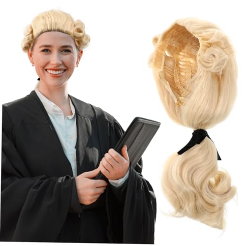 Healeved Weihnachtskarnevalsperücke Kerl Halloween-Cosplay-Perücke lustige Perücke Gericht Cosplay-Männer goldene perücke herrenperücke Richter Perücke künstliches Haar Hochtemperaturdraht von Healeved