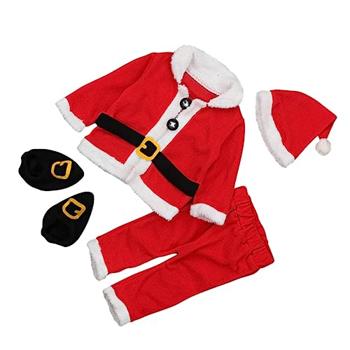 Healeved Weihnachtskostüm Set mit Langärmligem Oberteil Plüschhose Santa Mütze und Schuhen Weiches Baumwollfleece für Warmes Weihnachtsoutfit für Kalte Wintertage von Healeved