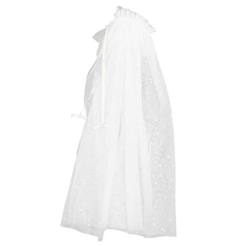 Healeved Weißer Prinzessin Umhang für Mädchen Weicher Atmungsaktiver Gauze Cape aus Baumwoll Mix Elastisch Langlebig für Halloween Karneval Cosplay Festliche Kostümpartys von Healeved