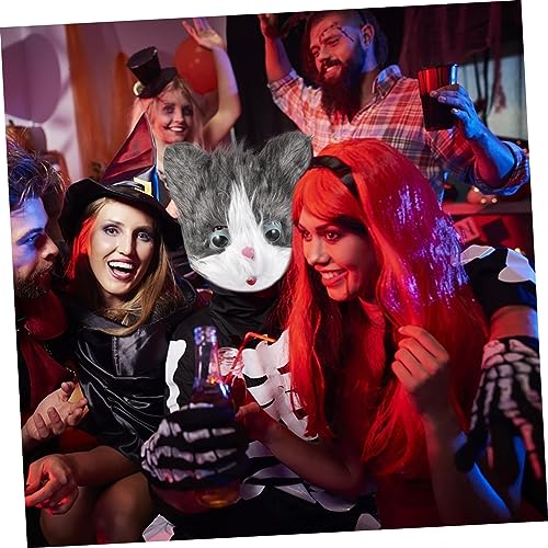 Healeved Witzige Katzenmaske mit Elastischem Band Flauschige Halloween Cosplay Maske für Karneval Party und Bühnenauftritte Realistisches Design Geeignet für Damen und Erwachsene von Healeved