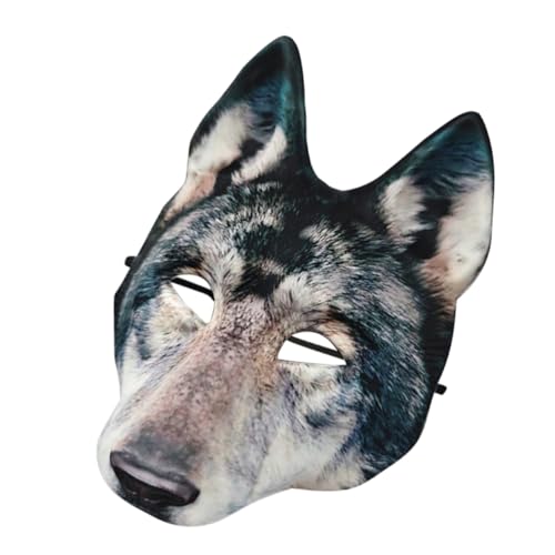 Healeved Wolfsmaske Halloween Wolfskopfmaske Fuchs Halbmasken Realistische Regenmaske Wolf Kostüm Fuchsmaske Halloween-Tiermaske Bärenmaske Eva Grey von Healeved