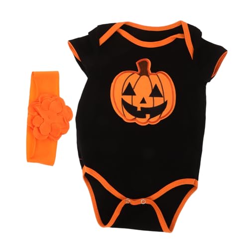 Healeved Einzigartiges Halloween-kürbis-set Für Babys Kurzärmelig Kleinkind Weicher Herbst-outfit Baby Mädchen/junge Partykleidung von Healeved