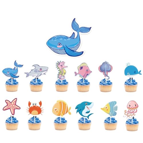 24 cupcake deko, nicht auflegen cupcake deko, Ozeanhai-Kuchendekoration Unterwasser-Party-Kuchendekoration für Babyparty, Hochzeitparty,Geburtstag, Dinnerparty 24 cupcake deko, nicht auflegen cupcake deko, Ozeanhai-Kuchendekoration Unterwasser-Party-Kuchendekoration für Babyparty, Hochzeitparty,Geburtstag, Dinnerparty von Healife