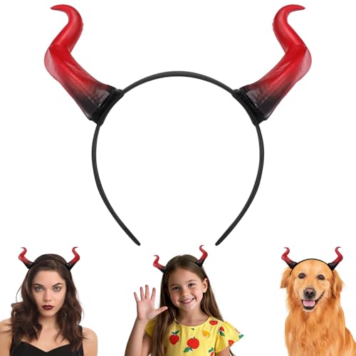 Haarreif mit Teufelshörnern, abnehmbares Horn-Haarband mit roten Hörnern, für Halloween-Kostüm und Cosplay, Haarschmuck, Dekoration von Healifty