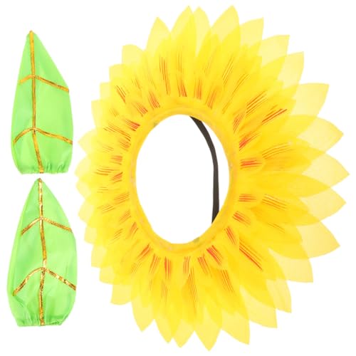 Healifty 1 Satz Sonnenblumen Kopfbedeckung Set für Cosplay und Bühnenauftritte Handschuhe Leicht Bequem und Farbenfroh für Unvergessliche Fotos und Schöne Erinnerungen von Healifty