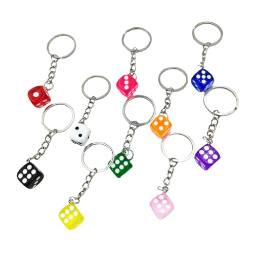Healifty 10 Stück Bunte Würfel Schlüsselanhänger Teiliges Kreative Würfel Charms für Schlüsselbund und Dekoration Robuste Materialkombination aus für Spieleliebhaber und DIY Projekte von Healifty