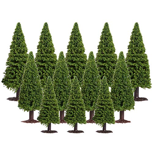 Healifty 15 grüne Zedernbäume für Architektur, Miniatur-Bäume für Modelleisenbahn-Landschaften von Healifty