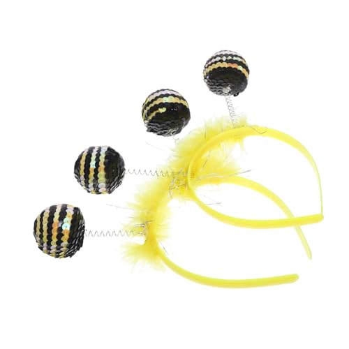 Healifty 2 Stück Festliche Party Haarzubehör Kostümzubehör Antennen-haarbänder Lustiges Stirnband Haarschmuck Für Cosplay Bienenkostüm Damen Partystirnband Yellow Tuch von Healifty
