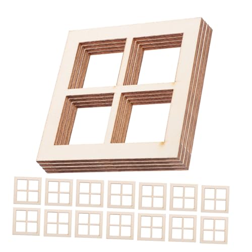 Healifty 24 Stück Unbemalte Holzfenster für Kreative DIY Projekte Realistische Miniaturmöbel für Individuelles Design und Spielzeuggestaltung von Healifty