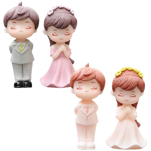Healifty 2Paare Hochzeitsfigur aus Teiliges Cartoon für Hochzeitstorte Tischdekoration Valentinstag Langlebig von Healifty