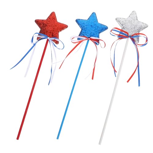 Healifty 3 Stück Patriotische Sternstäbe: Veteranentag Usa Feenstab Mit Schleife – Partyzubehör Zum Unabhängigkeitstag, Spielzeug Für Kindergeburtstage, Goodie-preise, Amerikanische von Healifty