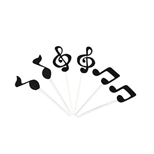 Healifty 6 Stück Musik-Symbole Noten Kuchen Topper Musik Noten Cupcake Topper Musik Themed Geburtstag Party Kuchen Dekorationen Zubehör (schwarz) von Healifty