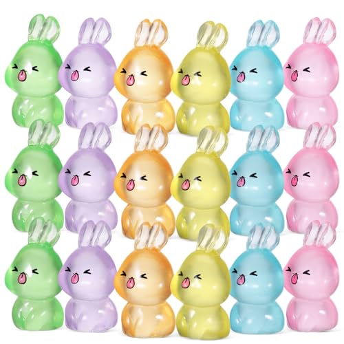Healifty 84 STK. Luminous Rabbit Ornaments Miniatur Hasenfiguren in Farben Orange Grün Rosa Blau Gelb aus Harz Leuchtende Deko für Garten Schlafzimmer und Osterdekoration von Healifty