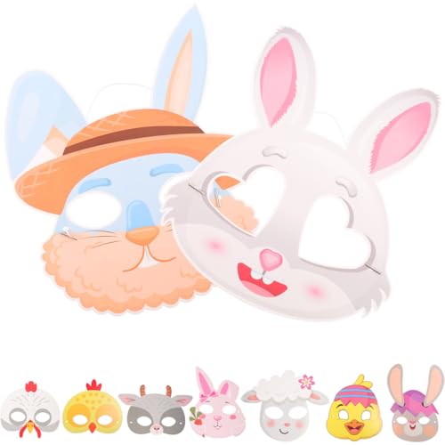 Healifty 9 Stück Ostern Gläser Requisiten Huhn Kuh Maske für Kinder DIY Kaninchenmaske Papiermaske Bastelsets für Ostern Karneval Frühlingsparty Mitgebsel Kinderparty Geburtstag Verkleiden Mas von Healifty