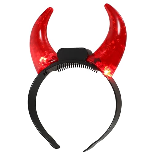 Healifty Leuchtender Teufel Stirnband leuchtet im Dunkeln, rotes Horn Stirnband Foto Prop Geist Kostüm Stirnband Kopfschmuck für Damen Herren von Healifty