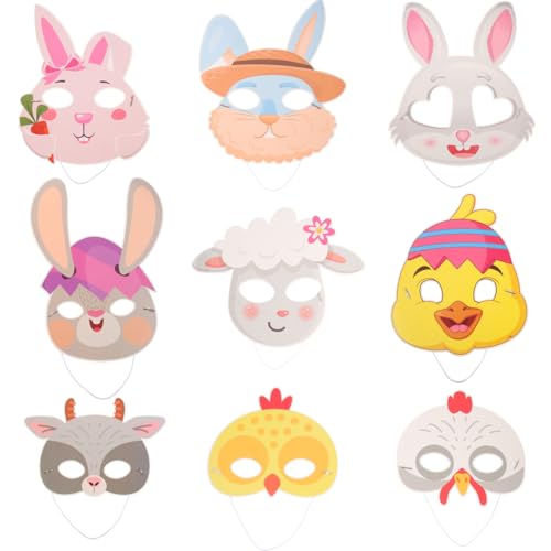 Healifty Osterhasen-Masken aus Papier, Tiermasken, Papiermasken, Party-Bastelbedarf, lustige Aktivitäten zu Hause, Maskerade-Maske für Kostüm, Cosplay, Party, 9 Stück Healifty Osterhasen-Masken aus Papier, Tiermasken, Papiermasken, Party-Bastelbedarf, lustige Aktivitäten zu Hause, Maskerade-Maske für Kostüm, Cosplay, Party, 9 Stück von Healifty