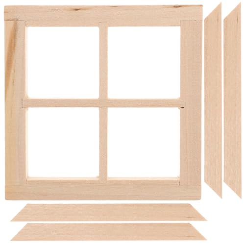 Healifty Puppenhaus Fenster Holz Mini Holzfenster Unbemalt DIY Miniatur Möbel Modell Spielzeug 1: 12 Puppenhaus Schlafzimmer Wohnzimmer Zubehör Mikrolandschaft Dekoration von Healifty