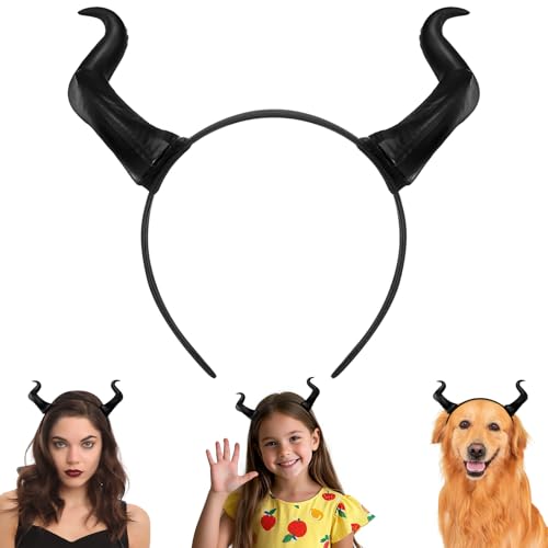 Schwarzes Teufelshörner Stirnband: abnehmbarer Horn-Kopfschmuck für Halloween Kostüm & Cosplay Haarschmuck Dekoration von Healifty