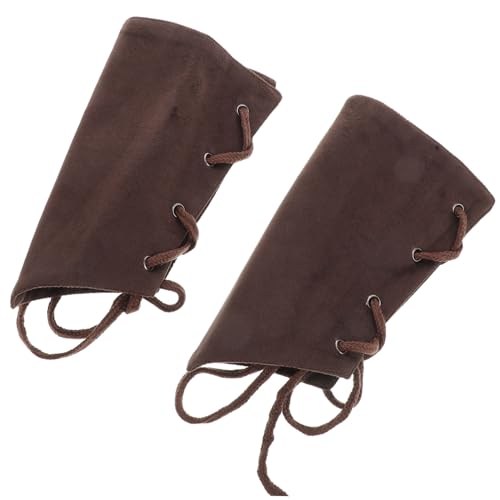 Healvian 1 Paar Fantasy-Zauberer-Armschienen armlehnen armschützer oktoberfest zubehör Oktoberfest Kleidung Armschutz mittelalterliche Piratenstiefelüberzüge Armwächter Polyester Brown von Healvian