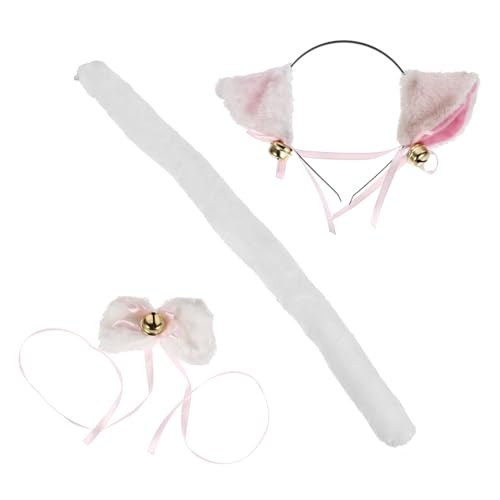 Healvian 1 Satz Bowtie-Kostüm Katzenohren Haarband Tier Cosplay Zubehör Cosplay Accessoires Set drinnen Katzen-Performance-Requisite Bogen Hallo Katzenohren Haarband Weiß von Healvian
