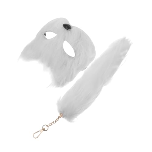 Healvian 1 Satz Fuchsmaske mit Flauschschwanz Teiliges Set für Halloween Cosplay und Themenpartys Bequemes und Langlebiges Kostümzubehör Hochwertigem Material von Healvian