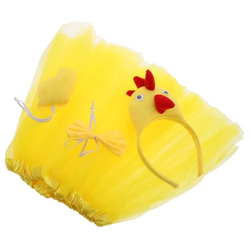 Healvian 1 Satz Hahn-Anziehset Cosplay-Outfit Tutu-Kostümzubehör Tüllkleid für Mädchen Kleider für kleine Mädchen Kinderkleider -Tier-Kostüm Kostüme für Nutztiere Tuch Yellow von Healvian