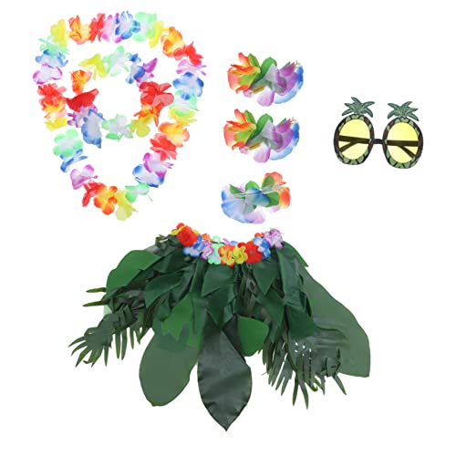 Healvian 1 Satz Hawaii-Kostüme Zubehör Gras Rock haarclips haarklammern strandparty sonnebrille Tropische Party Dekoration haarpin Dekorationen für Poolpartys Partydekorationen Stoff von Healvian