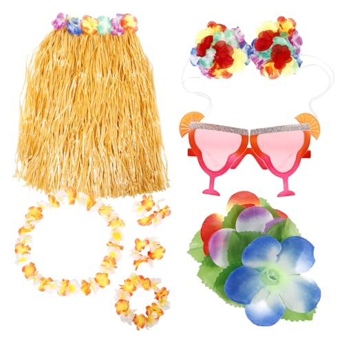 Healvian 1 Satz Luau-anziehzubehör Luau-partybevorzugung Hawaiianische Themenpartydekorationen Hawaiianische Partyverzierung Hawaiianisches Kleid Für Frauen Hula-röcke Für Frauen Plastik von Healvian