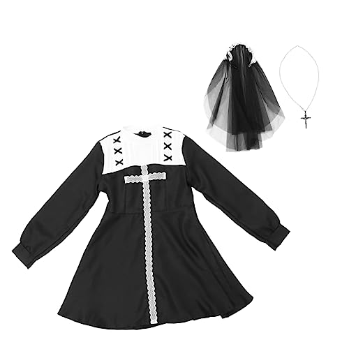 Healvian 1 Satz Nonnenkleidung Beängstigend Outfits Kostümparty Für Erwachsene Cosplay Dame Gotisch Die Halloween Horror-nonnenkostüm Kostüme Partyzubehör Chemiefasermischung Black von Healvian
