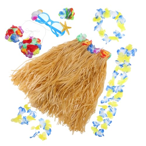 Healvian 1 Satz Partygirlande Luau-Party- Luau-Anziehzubehör Luau-Cosplay-Versorgung Luau-Outfit Grasröcke Hawaii blumengirlande Luau-Partybevorzugung Hula-Röcke für Frauen Stoff von Healvian