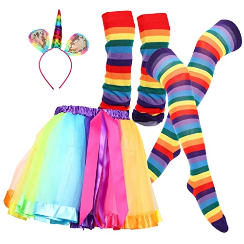 Healvian 1 Satz Regenbogen Tutu Kostüm mit Kopfbedeckung Strümpfen Handschuhen für Karneval Geburtstagsfeiern Bühnenaufführungen für Damen Erwachsene Lebendige Farben Elegantes Design Healvian 1 Satz Regenbogen Tutu Kostüm mit Kopfbedeckung Strümpfen Handschuhen für Karneval Geburtstagsfeiern Bühnenaufführungen für Damen Erwachsene Lebendige Farben Elegantes Design von Healvian