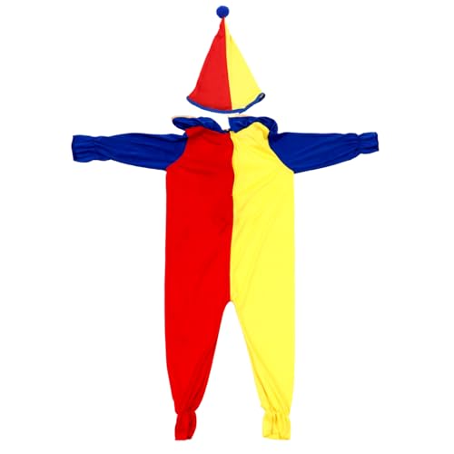 Healvian 1 Satz Rotes Und Gelbes Clownkostüm Zubehör Für Partykostüme Performance-kleidung Clown-kleidung Requisiten Verkleiden Clown-strampler Stilvoller Partyhut Chemiefaser (dünner) von Healvian
