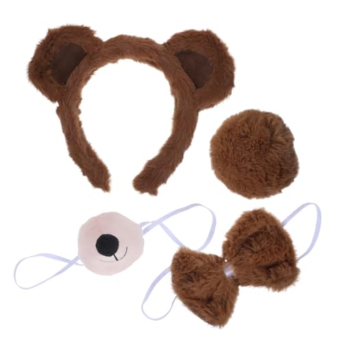 Healvian 1 Satz Tierisches Bärenkostüm Cosplay Stirnband Ohren tragen Bären Sie Kostümzubehör Fälschung funkeln Requisiten für Tierkostüme falsche Nase Plüsch Coffee Healvian 1 Satz Tierisches Bärenkostüm Cosplay Stirnband Ohren tragen Bären Sie Kostümzubehör Fälschung funkeln Requisiten für Tierkostüme falsche Nase Plüsch Coffee von Healvian
