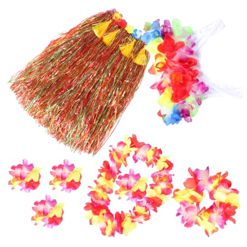 Healvian 1 Set Bunter Grasrockanzug Outfits Tanz Tropisches Kostüm Dekorationen Frau Party Luau Hula Erwachsene Stil Zubehör Strandzubehör Lei Event Frauen Kunststofffaser Gelb von Healvian