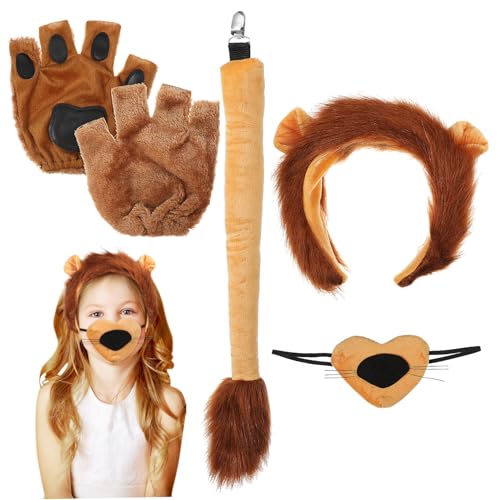 Healvian 1 Set Löwen Zubehör Set Cosplay Kleid Für Schwanzohren Maskottchenpfoten Tierschwänze Löwenkostüm Zubehör Löwenkostüm Für Löwenmähne Kostüme Realistisches Löwenkostüm Garn von Healvian