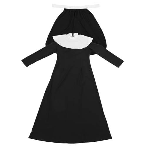 Healvian 1 Set Nonnenkleidung Für Damen Mit Kreuz Für Halloween Süße Komplettkostüme Für Erwachsene Damenbekleidung Outfits Maskerade Nonnen Outfit Übergröße Nonnenkostüm Spandex von Healvian