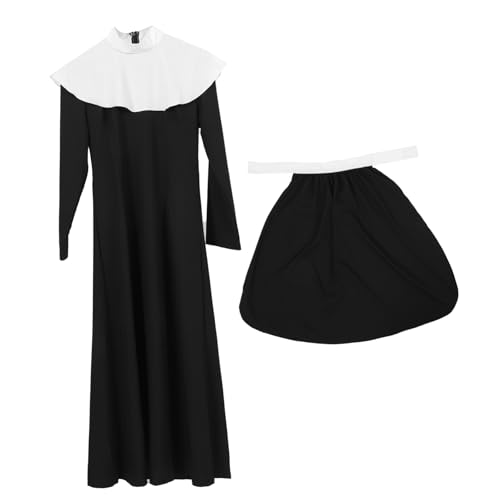 Healvian 1 Set Nonnenkleidung Plus Nonnengewand Miles Woman Erwachsene Halloween Priesterkleid Für Frauen Kleidung Kostüme Cosplay Zubehör Maskerade Nonnenkostüm Für Frauen Spandex von Healvian