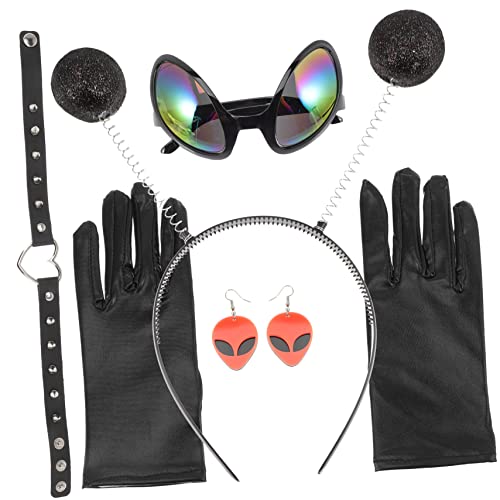 Healvian 1 Set Party Kleidungsset Stirnbänder Alien Erwachsene Dekoration Trendige Ohrringe Interessanter Kopfschmuck Party Kostüm Lustiger Party Look Einzigartige Brille von Healvian
