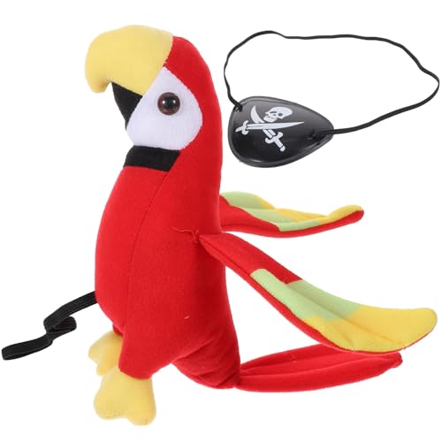 Healvian 1 Set Piratenpapagei-schulter-requisite, Kostümzubehör, Plüschvogelspielzeug mit Augenmaske für Halloween-party-verkleidungen von Healvian