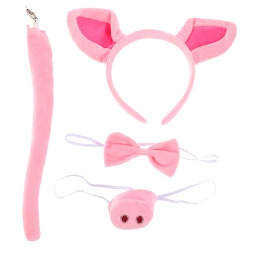 Healvian 1 Set Schweine Stirnband Schweine Kostüm Set – Tier Nase Fliege – Cosplay Tierkostüm Rollenspiel Zubehör Zum Verkleiden von Healvian
