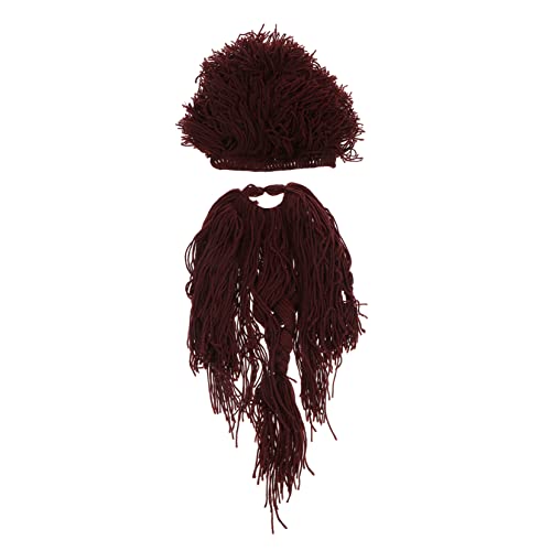 Healvian 1 Stück Bärtige Mütze Falsche Haare Falscher Barthut Lustiger Kunsthaarhut Lustiger Party Perückenhut Cosplay-bart Party-Schnurrbart-Requisiten Wilde Perücke Coffee Garn von Healvian