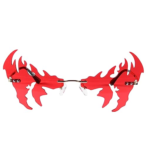 Healvian 1 Stück lustige Brille Gläser Rave Kostümbrille geformt leuchtbrillen faschingsbrille mit Spaßfaktor festival brillen visier Randlose Partyzubehör ac rot von Healvian