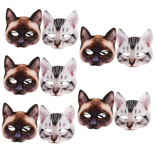 Healvian 10 Katzenmasken Cosplay Masken Realistische Tiermasken für Halloween Karneval Partys und Kostümfeste für Maskenbälle und Themenfeiern von Healvian