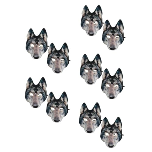 Healvian 10 Realistische Wolf Gesichtsmaske Halbe Halloween Maske Leichtem Eva Verstellbar für Erwachsene und Jugendliche Vielseitige Wolf Cosplay Maske für Karneval und Party von Healvian