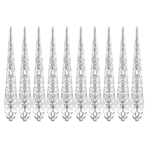 Healvian 10 Stück Halloween-faltennagelabdeckungen, Lange Aufdrücknägel für Rollenspiele, Cosplay, Goldene Maskerade-requisiten von Healvian